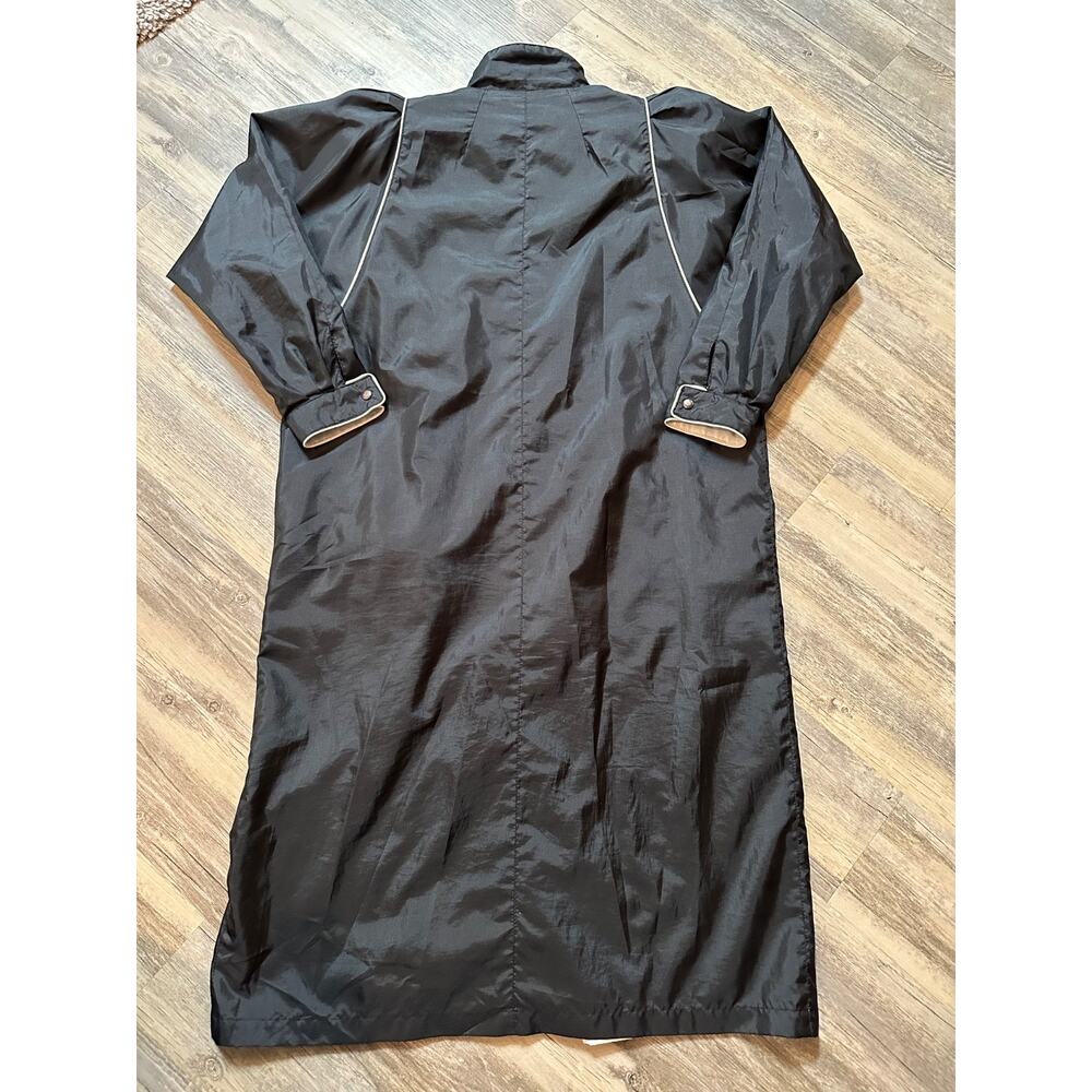Vtg Braetan Black Trench Coat 11/12 Rain Polyester Nylon Belted - Picture 5 of 11